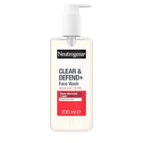 Neutrogena Clear & Defend+ Face Wash - Purifying Facial Wash for Acne-Prone Skin with Salicylic Acid and AHA/PHA - 200ml