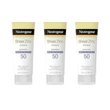 Neutrogena Mineral Sunscreen Sheer Zinc Oxide Dry-Touch Lotion SPF 50 - Water Resistant for Sensitive Skin (3 fl. oz, 3 Pack)