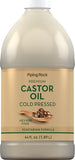 Piping Rock Premium Castor Oil - 64 Fl Oz Cold-Pressed Hexane-Free for Hair & Skin