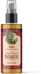 Badger Ginger Arnica & Cayenne Massage Oil - Deep Tissue Relief