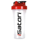 iSatori Classic Blender Bottle 28 oz with Stainless Steel Whisk Ball - Clear Bottle Red Top