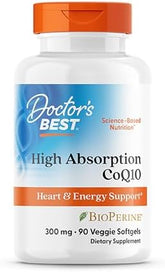 Doctors Best High Absorption Coq10 With Bioperine Heart Health Energy Production Naturally Fermented Vegetarian Gluten Free 300 Mg 90 Veggie Softgels 1