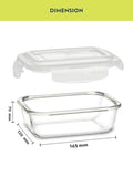 Borosil Klip-N-Store Rectangular Glass Food Storage Container with Air-Tight Lid - 370ml