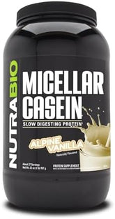 NutraBio 100% Micellar Casein Protein Powder - Vanilla - 2 lbs