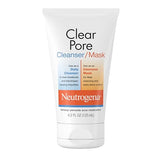 Neutrogena Clear Pore 2-in-1 Facial Cleanser & Face Mask with Kaolin, Bentonite Clay & 3.5% Benzoyl Peroxide, 4.2 fl. oz, 3 Pack