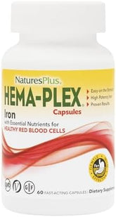 NaturesPlus, Hema-Plex, Iron with Essential Nutrients for Healthy Red Blood Cells , 60 Slow-Release Tablets
