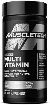 Muscletech Platinum Multi Vitamin Daily Nutritional Support with Advanced Enzymes & Mineral Complex for Immune Support from Vitamin C & Zinc for Elite Athletes and Active Individuals, 90 Count