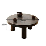 Small Round Wood Coffee Table - Low Living Room Side Table (Dark Brown/Bay Brown)