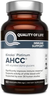 Quality Of Life Premium Kinoko Platinum Ahcc Herbal Supplement 750mg Of Ahcc Per Capsule For Immune Support Liver Function Maintains Natural Killer Cell Activity 1 Pack 60 Veggie Capsules