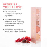100% PURE Rose Gold Makeup Palette - Fruit Pigmented Eyeshadow, Blush & Highlighter (Vegan Metallic Shimmer)