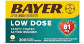 Bayer Aspirin Regimen 81mg - Pain Relief & Fever Reduction (200 Tablets)