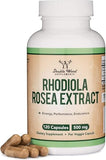 Rhodiola Rosea Supplement 500mg (120 Vegan Capsules) - Natural Stress Support by Double Wood