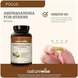 NatureWise, Ashwagandha for Stress, 60 Vegan Capsules