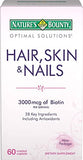 Nature's Bounty Hair, Skin and Nails Caplets - 60 Count - Supports Healthy Hair, Glowing Skin & Strong Nails