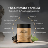 ATLAS X 10-in-1 Masculinity Booster Supplement for Men - Energy, Strength & Vitality Capsules with Shilajit, Ashwagandha, Zinc, Tongkat Ali & More. 2 Month Supply.