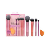 Real Techniques Everyday Essentials 2.0 Makeup Brush Set with Miracle Complexion Sponge | 5-Piece Multi-Tasking Brush Set