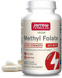 Jarrow Formulas Extra Strength Methyl Folate 400 mcg, Dietary Supplement for Cardiovascular and Neurologic Health Support, 60 Veggie Capsules, 60 Day Supply