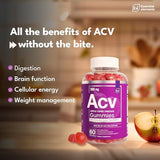 Essential Elements Apple Cider Vinegar Gummies from The Mother - Naturally-Sourced, Vegan ACV with Folic Acid and Vitamin B6 & B12 60 Count