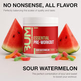Raw CBUM Essential Pre Workout Powder - Sour Watermelon, 30 Servings | High-Performance Energy Boost