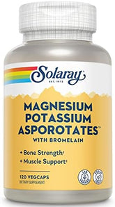 Solaray Magnesium Potassium Aspartates - Energy & Muscle Support (120 Caps)