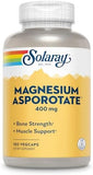 Solaray Magnesium Aspartate 400mg - 180 Vegan Capsules for Muscle & Nerve Support