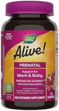 Nature’s Way Alive! Prenatal Premium Gummy Multivitamin, High Potency Folate, Plant-Based DHA, Vegetarian, Strawberry and Lemon Flavored, 75 Gummies (Packaging May Vary)