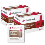 Dealmed 10% Povidone Iodine Prep Pads - Antiseptic Wipes for Wound Care (200 Count, 2 Boxes)