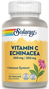 Solaray Vitamin C, Echinacea & Rose Hips - Immune Support (120 Caps)