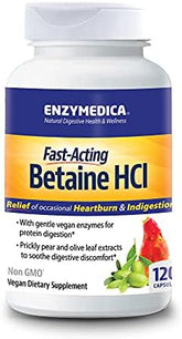 Enzymedica Fast-Acting Betaine HCL: Heartburn & Indigestion Relief - 120 Capsules