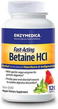 Enzymedica Fast-Acting Betaine HCL: Heartburn & Indigestion Relief - 120 Capsules