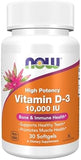 Now Foods Supplements Vitamin D 3 10 000 Iu Highest Potency Structural Support 30 Softgels