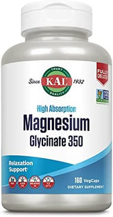 KAL, Magnesium Glycinate Fully Chelated High Absorption Formula for Stress Relaxation Muscle & Bone Health Support, 240 Count
