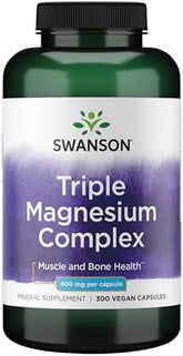 Swanson Triple Magnesium Complex 400 mg - 300 Capsules .