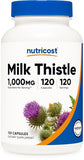 Nutricost Milk Thistle 120 Capsules - Liver Support, Detoxification, Vegan