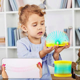 ALMEKAQUZ 8 Pack Glow Coil Spring Toy – Mini Springs Rainbow Magic Fidget Toys for Kids Boys Girls – Glow in the Dark Party Favors, Projection Star Night Light Toy, Pinata Fillers for Tod