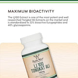 LJ100 Tongkat Ali for Men (120 Capsules) - Only Clinically Proven and Patented Men's Heath Supplement Tongkat Ali Formula (LJ100 Std to 40% Glycosaponins, 22% Eurypeptides) by Double Wood
