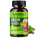 NATURELO Vegan Iron Supplement with Whole Food Vitamin C - 90 Mini Capsules