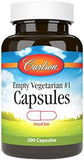 Carlson Labs Empty Vegetarian Capsules #1, 200 Count for Custom Blends