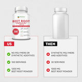Beet Root Capsules - 1200mg Per Serving - 200 Beet Root Powder Capsules - Supports Blood Pressure, Athletic Performance, Digestive & Immune Health (Pure, Non-GMO & Gluten Free)