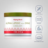 Piping Rock Alpha Lipoic Acid Cream with DMAE | 4 oz | Hydrating & Firming for Face & Skin | Non-GMO, Gluten-Free
