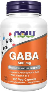 NOW Foods, GABA with Vitamin B-6, 500 mg, 100 Veg Capsule