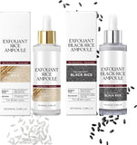 2PCS Day & Night Exfoliating Ampoule - Black and White Rice Duo for Glowing Skin, Brightening & Hydrating Peel