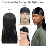 Silky Satin Durag - 2 Pack Premium Hair Wraps with Extra Long Tails for Men and Women
