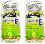 Prolife Atlas Vitamin E 400 IU - 200 Softgels (2 Packs)