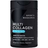 Sports Research Multi Collagen Complex (Types I, II, III, V, X) with Hyaluronic Acid & Vitamin C - 90 Capsules