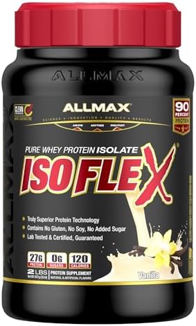 ALLMAX ISOFLEX Whey Protein Isolate, Vanilla, 2 lbs – pure, fast-absorbing protein for muscle recovery and growth