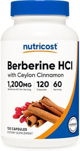Nutricost Berberine HCI with Ceylon Cinnamon - 120 Capsules, Non-GMO