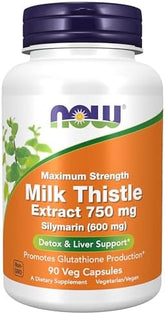Now Foods Milk Thistle Extract 750 Mg Silymarin 600 Mg Maximum Strength 90 Veg Capsules