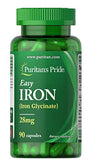 Puritan's Pride Easy Iron 28mg Capsules - 90 Count with Iron Glycinate for Women's Health