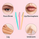 Eyebrow Razor for Women - 6 PCS Dermaplaning Tool Kit for Peach Fuzz Removal, Stainless Steel Blades with Protective Covers